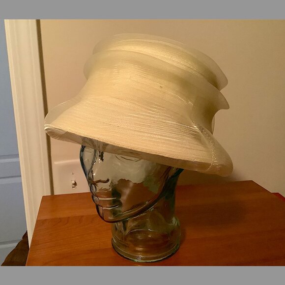 August Buttercup Yellow Spring /Summer Hat - small brim  cloche mesh decoration main image 5